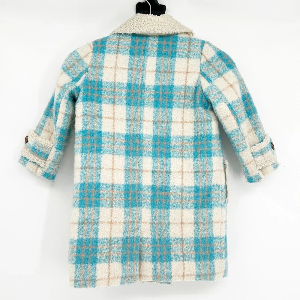 Anais & I Girls‎ Plaid Sherpa Lined Double Breasted Wool Blend Coat Size 3T